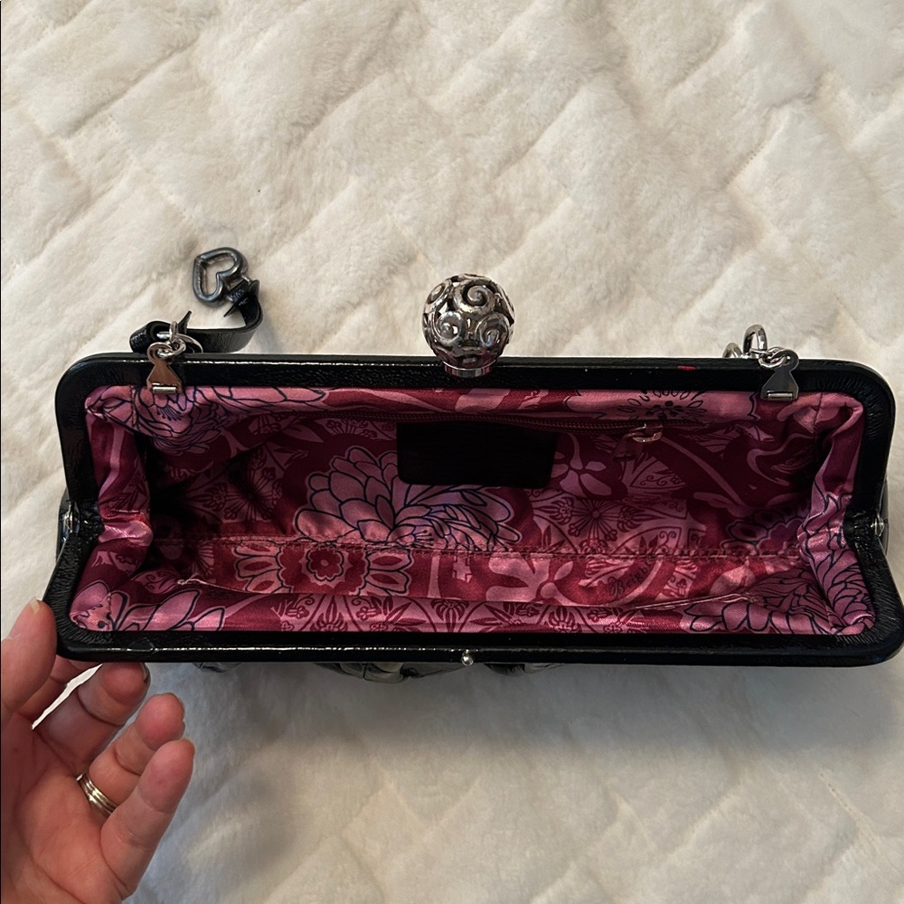 Brighton Black Quilted Clutch with Silver Chain - Picture 3 of 8
